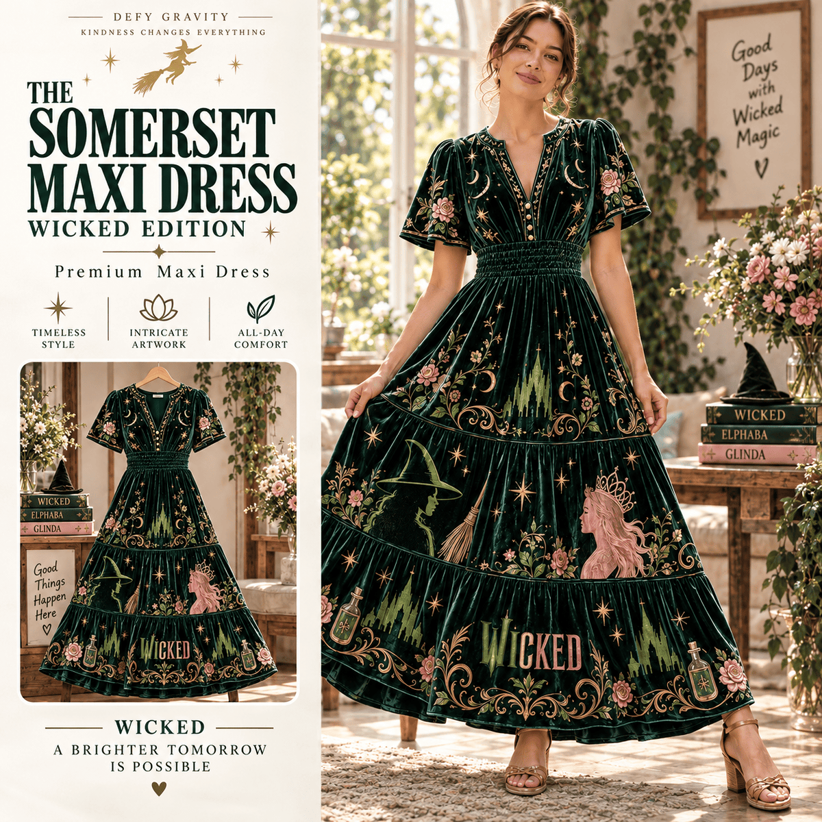WCKD Premium Embroidered Velvet Maxi Dress PTKL