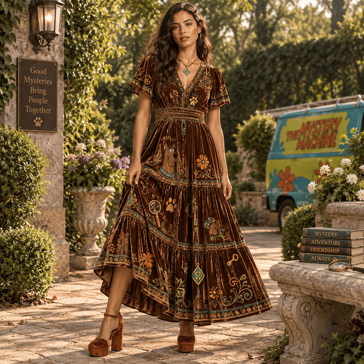 SCBD Premium Embroidered Velvet Maxi Dress PTKL